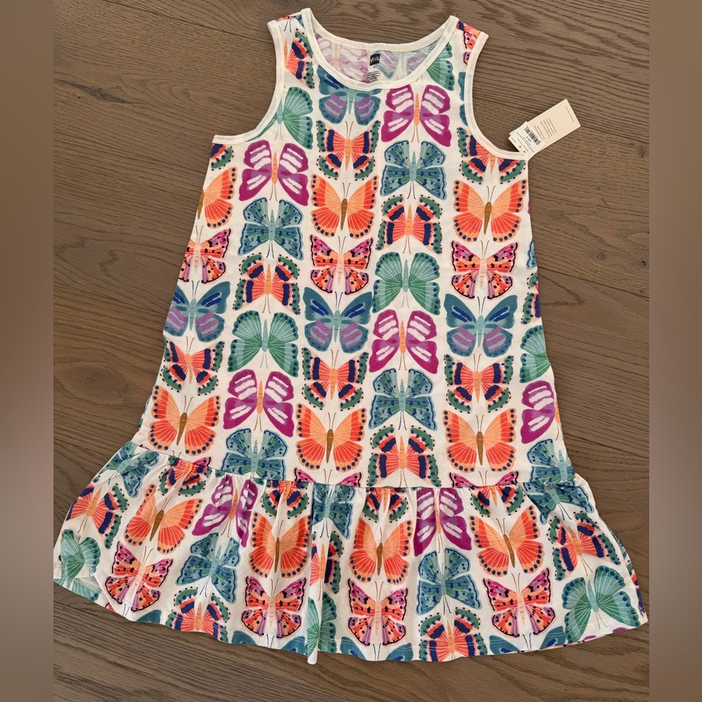 Brand New Tea Collection Ruffle Hem Butterfly Tank Dress Size 12